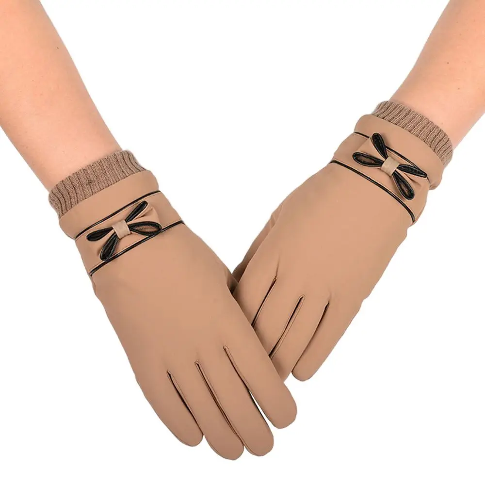 Deportes otoño mantener caliente al aire libre de felpa esquí antideslizante accesorios de moda guantes de pantalla táctil mitones con lazo guantes de dedo completo - imagen 2