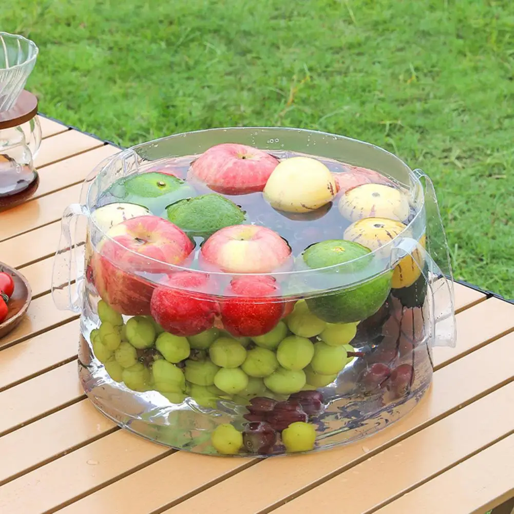 Cubo de agua plegable de 6,8/12L con mango portátil, bolsa de lavabo de PVC impermeable, cubo de almacenamiento de agua plegable para acampar y pescar