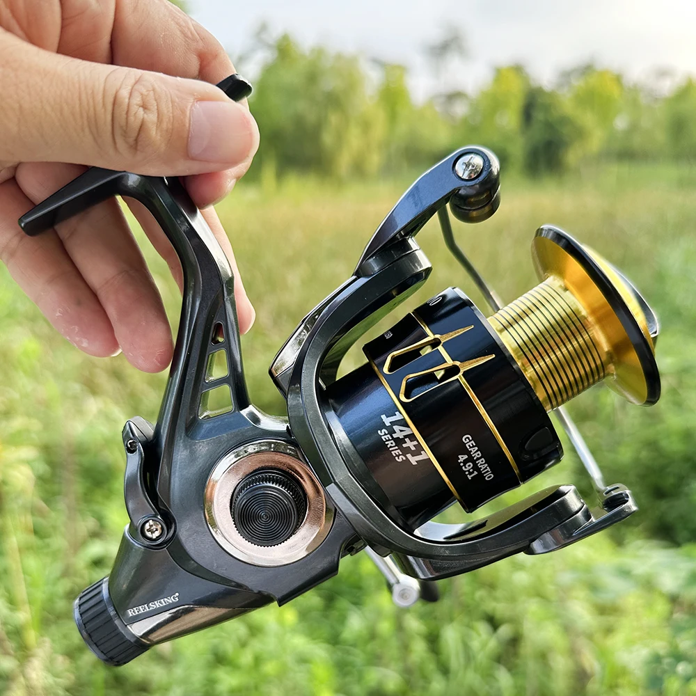 GHOTDA-carrete de pesca reforzado con doble freno delantero y trasero, bobina de Metal anticorrosión para agua salada, carpa mediana/grande, serie 3000-6000 - imagen 5