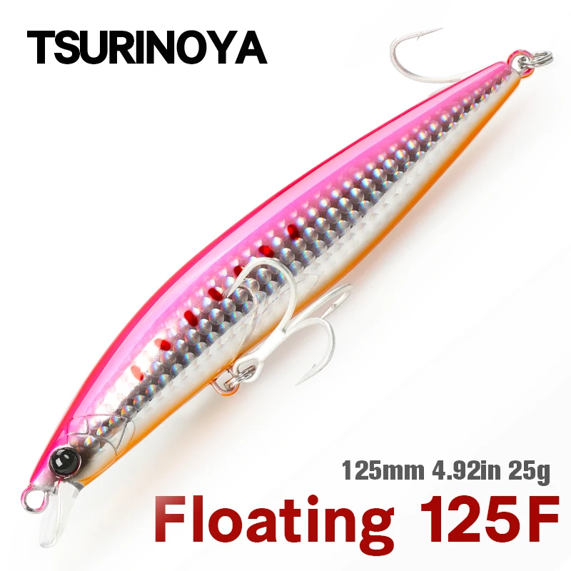 TSURINOYA Strong STINGER 125F pececillo flotante de fundición Ultra larga 125mm 25g cebos duros artificiales de lubina de agua salada de alta resistencia