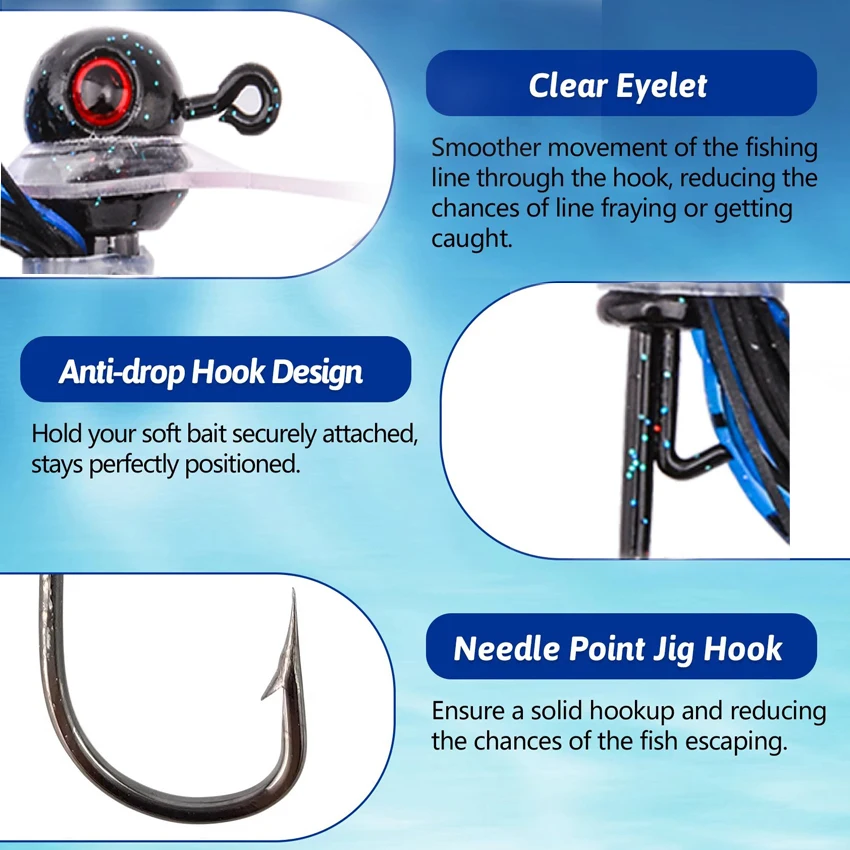 10 Uds 10g/14g/18g Scrounger Jig Head Spinner cebo Señuelos de Pesca con tablero de bloqueo de agua cebo giratorio para pesca de lubina - imagen 4