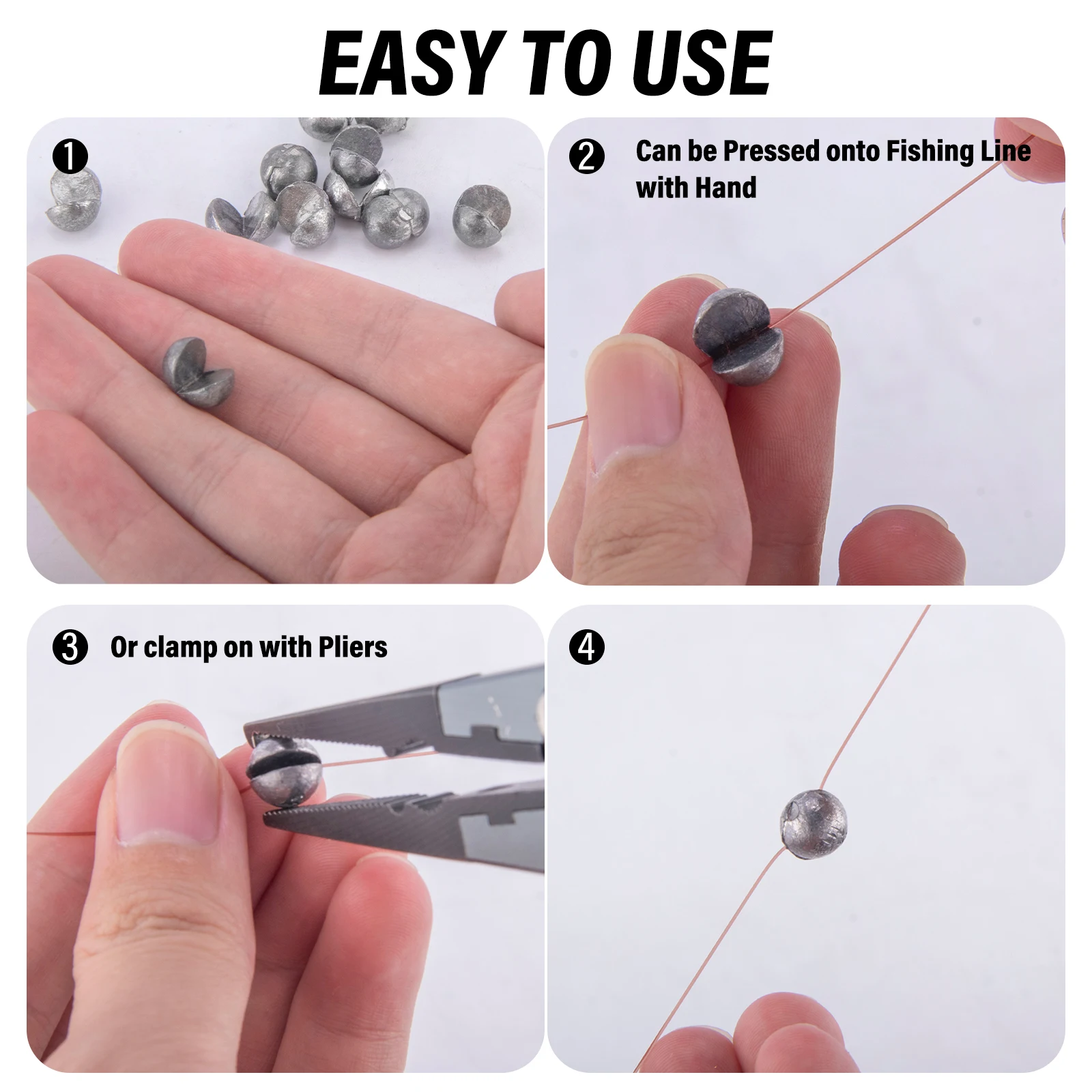 Pesos de pesca de tiro dividido, 0,06g-15g, plomo, Clip en línea, forma redonda, diseño aerodinámico extraíble para pesca con mosca - imagen 4