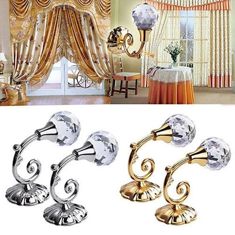 Ganchos de metal y cristal para cortinas con soporte de pared - imagen 4