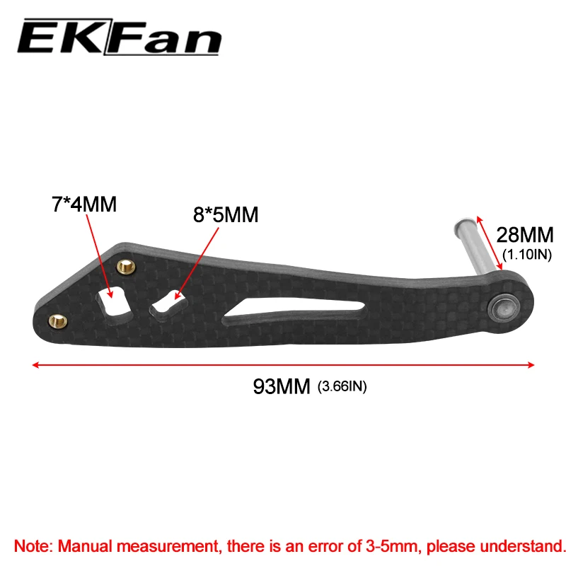EKFan 92MM longitud 12G 8x5MM/7x4MM agujeros 4MM eje mangos de carbono para carrete Baitcast piezas de rueda de pesca por goteo - imagen 5