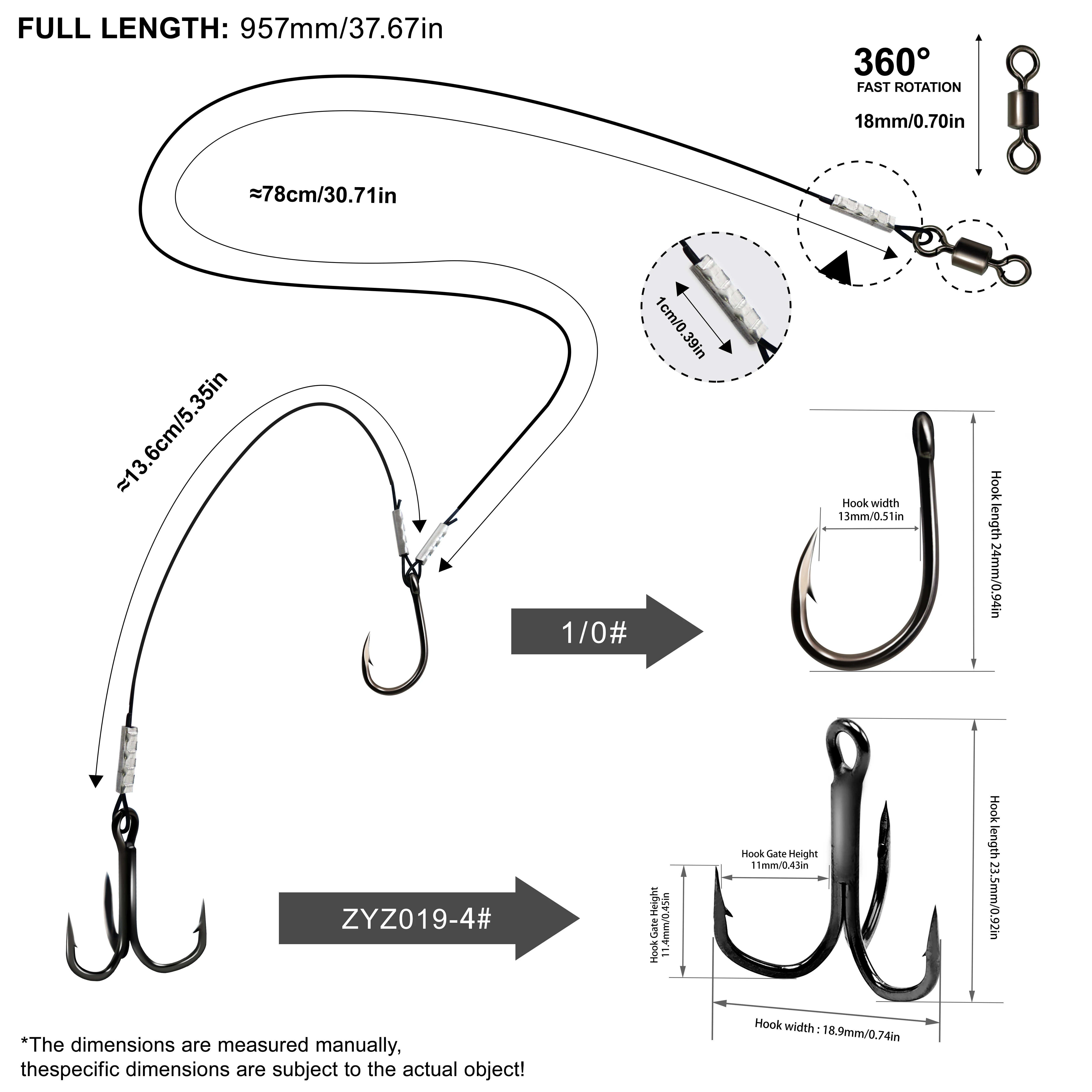 ZYZ-aparejos de pesca en el mar, cebo vivo con alambre de acero de 7 hebras, anzuelos individuales gruesos y anzuelos triples Bkk, aparejo de pesca Stinger - imagen 4