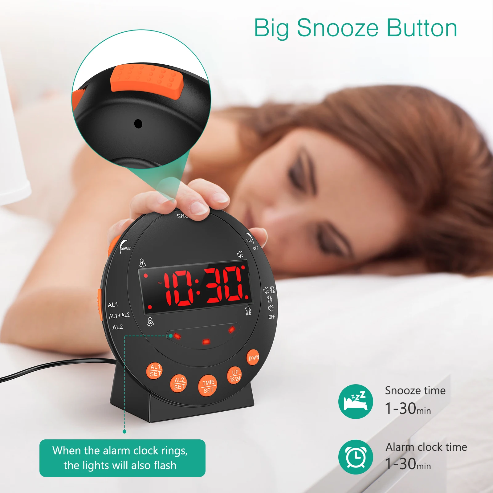 Despertador Potente ORIA con Vibrador de Cama – Regulable para Sordos - imagen 3