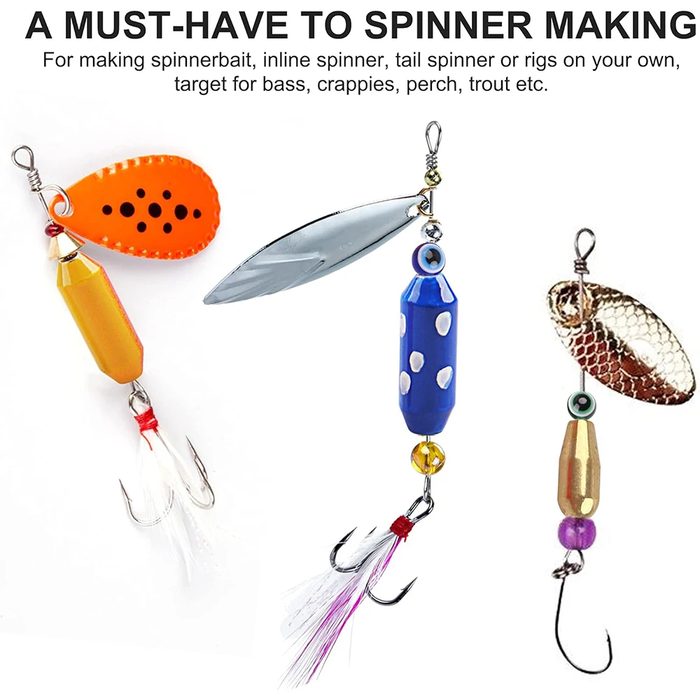 140 Uds. Kit de cuerpos de señuelo giratorio de pesca, pesas de plomo de pesca, señuelos giratorios de latón pintados, cuentas de ojo de pez, Spinnerbait en línea - imagen 3