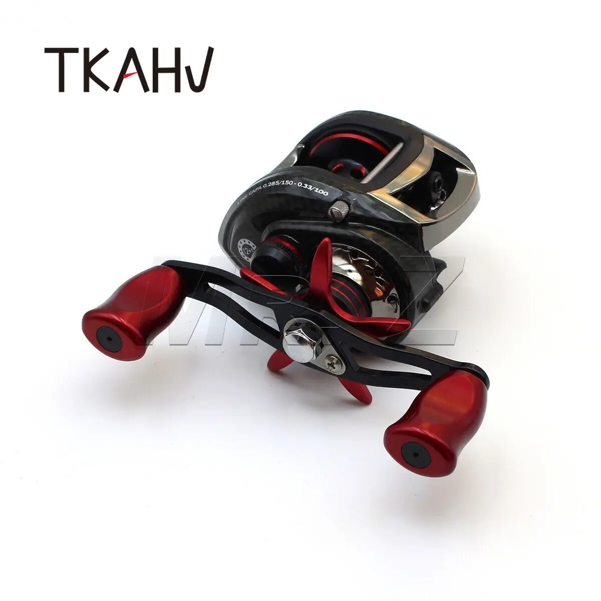 TKAHV-mango de carrete de pesca Baitcasting curvo, 95mm, para Abu Revo S Daiwa Shimano Baitcaster, perfil bajo, negro y rojo - imagen 3
