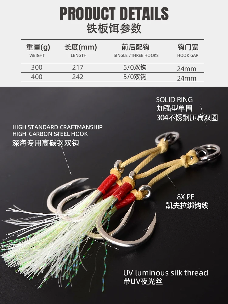 XLURESbig-Placa de hierro de plomo para pesca en aguas profundas, hundimiento de peces rápidamente y dibujar en carretera, subseñuelo Nanyou Xisha, barco de pesca, captura 400gsunken - imagen 5