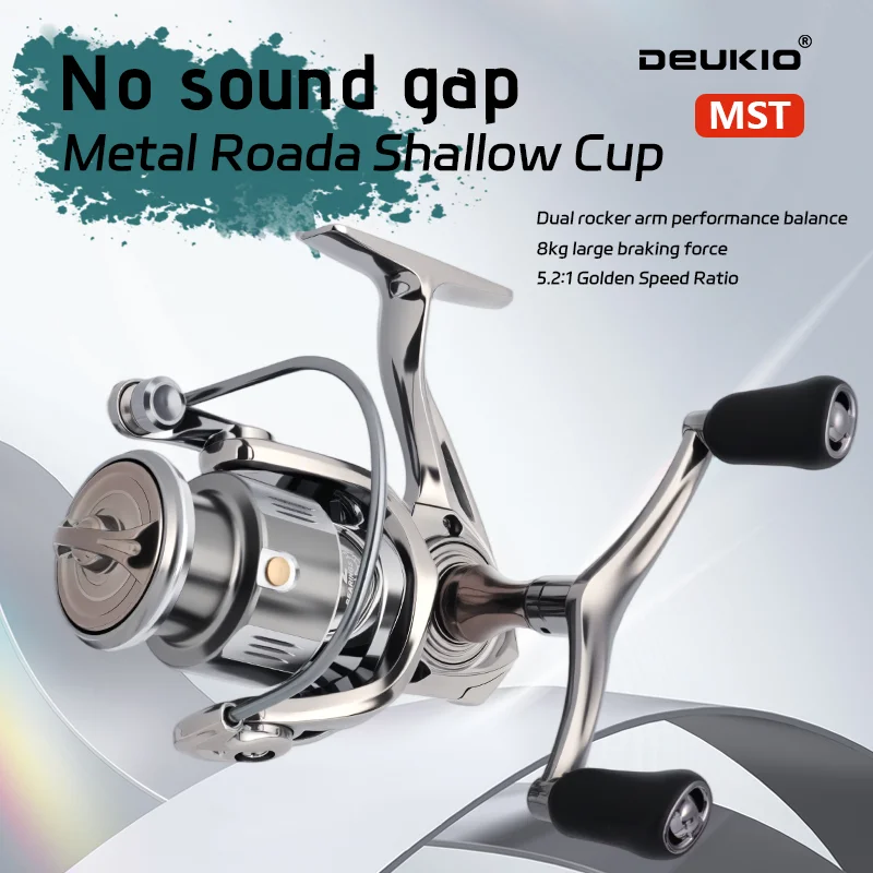 Carretes giratorios DEUKIO de doble mango 5,2: 1 potencia máxima de arrastre 8kg carrete de pesca de mar carrete alimentador carrete de carpa para agua salada - imagen 2