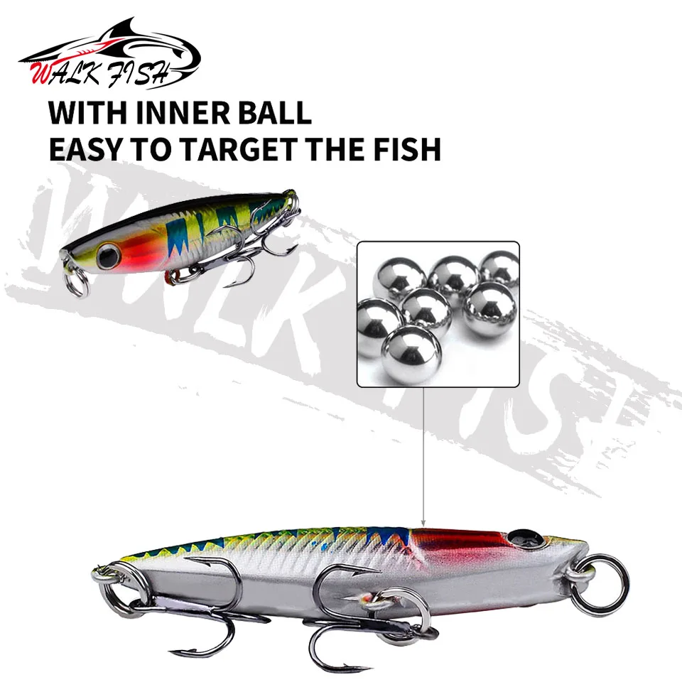WALK FISH-señuelo de pesca de superficie lápiz que se hunde, cebo duro Artificial para agua salada, andador de lubina de plástico, 47mm, 2g, 1 unidad - imagen 5