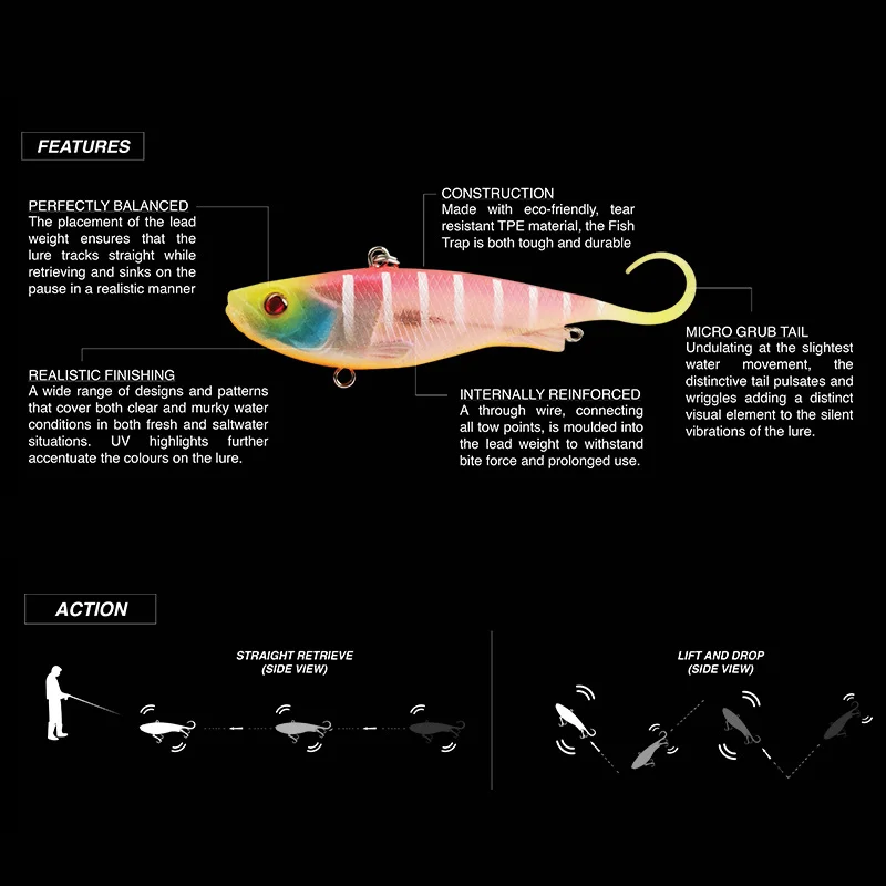 Zerek trampa para peces 160MM 58G 78G vibración plástico suave Vibe Material TPE reforzado con alambre Grub cola señuelos blandos Señuelos de Pesca - imagen 2