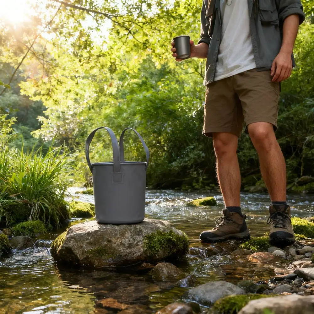 Bolsa de almacenamiento de agua reutilizable duradera, gran capacidad con asa, bolsa de agua plegable, contenedor de agua plegable portátil suave para senderismo