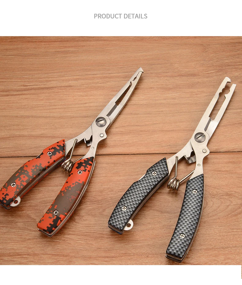 Alicates de pesca compactos y duraderos con manijas ergonómicas para un manejo eficiente