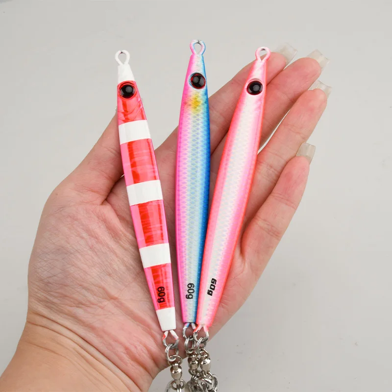 OBSESSION J146, 40g, 60g, 80g, plantilla de Metal luminosa láser de fundición larga, plantilla de caída rápida, cebo de pesca de sardina, cebos de jigging de agua salada - imagen 3