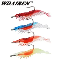 1 unidad de Pesca Flasher Rig anzuelo cebo suave 6cm 3g señuelo de Pesca de camarones luminosos cebos artificiales trucha olor a pescado aparejos individuales