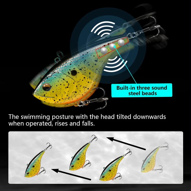 LETOYO-señuelo de pesca Artificial VIB, cebos duros con anzuelos triples, de largo alcance, 80S, para lubina, 21g/78mm - imagen 4