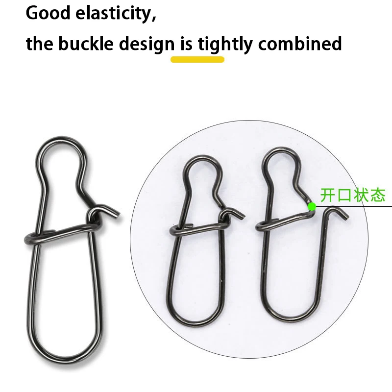 Accesorios de pesca de 100 piezas, Pin conector de anillo de ocho caracteres, rodamiento giratorio de acero inoxidable, señuelo de anzuelo a presión - imagen 3