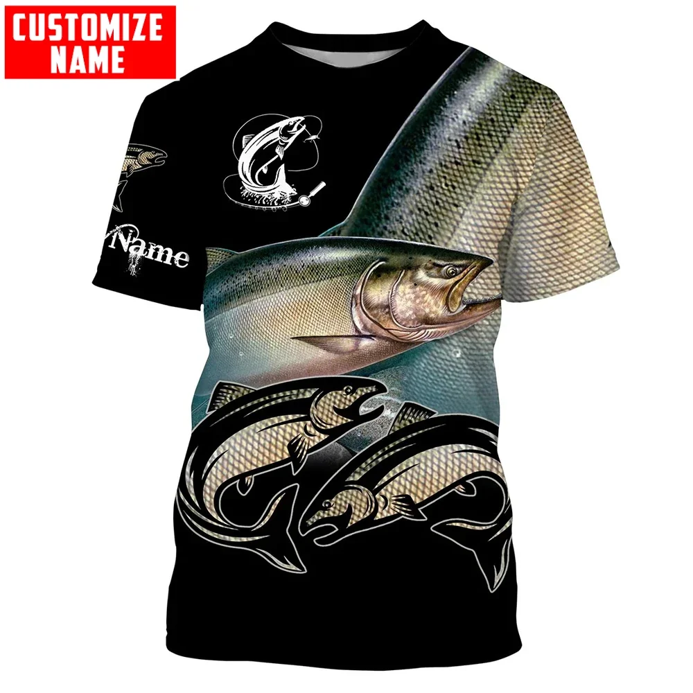 Camiseta 3D King Salmon personalizada – Diseño fresco veraniego unisex