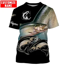 Camiseta 3D King Salmon personalizada – Diseño fresco veraniego unisex