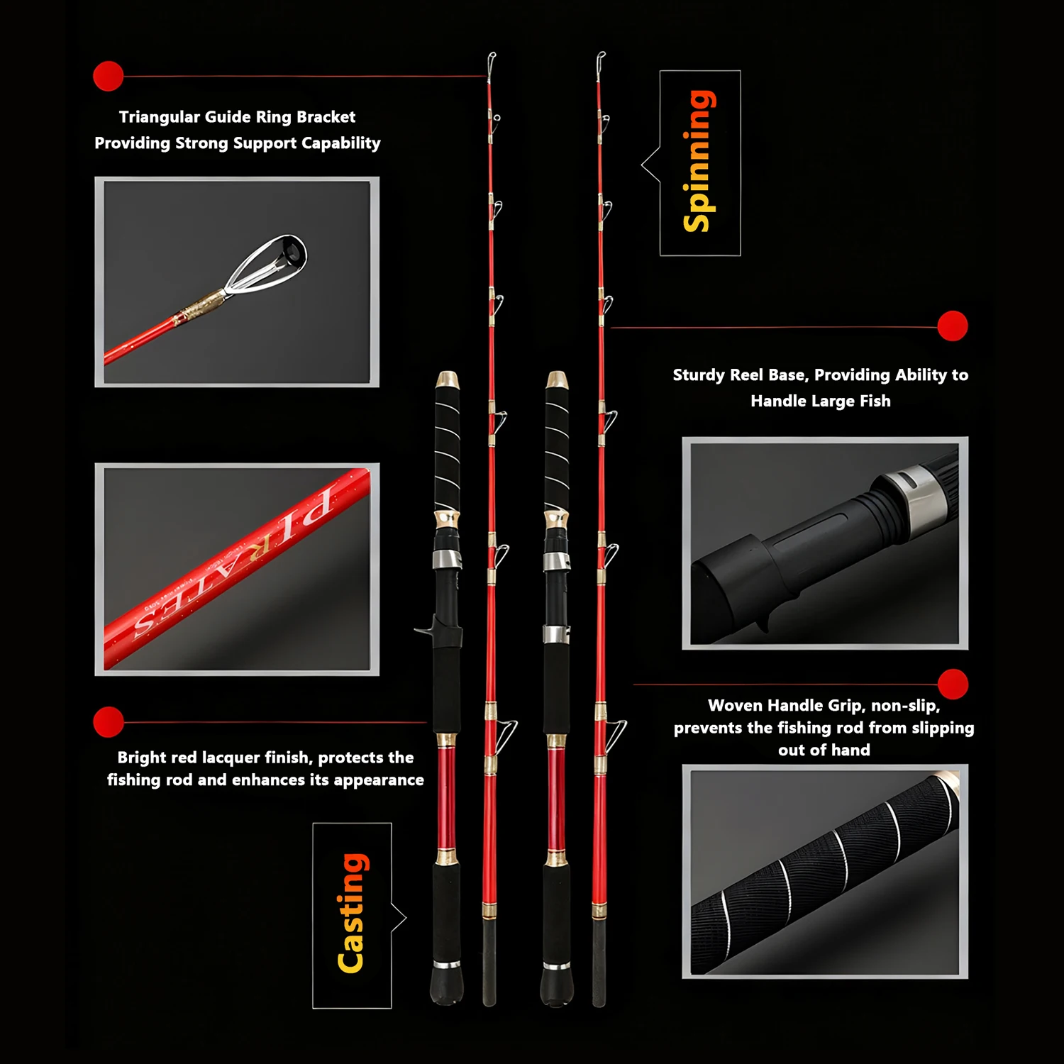 Increíble barco de mar, aparejos de caña de pescar de Jigging lento, caña de lanzamiento giratoria de peces de agua salada, caña de pescar profesional en el océano con señuelo de 800g - imagen 4