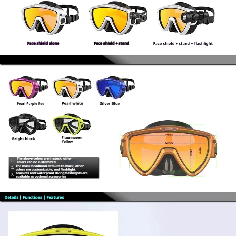 ALOMA Gafas de Buceo con Linterna Subacuática IPX8 Iluminación - imagen 5