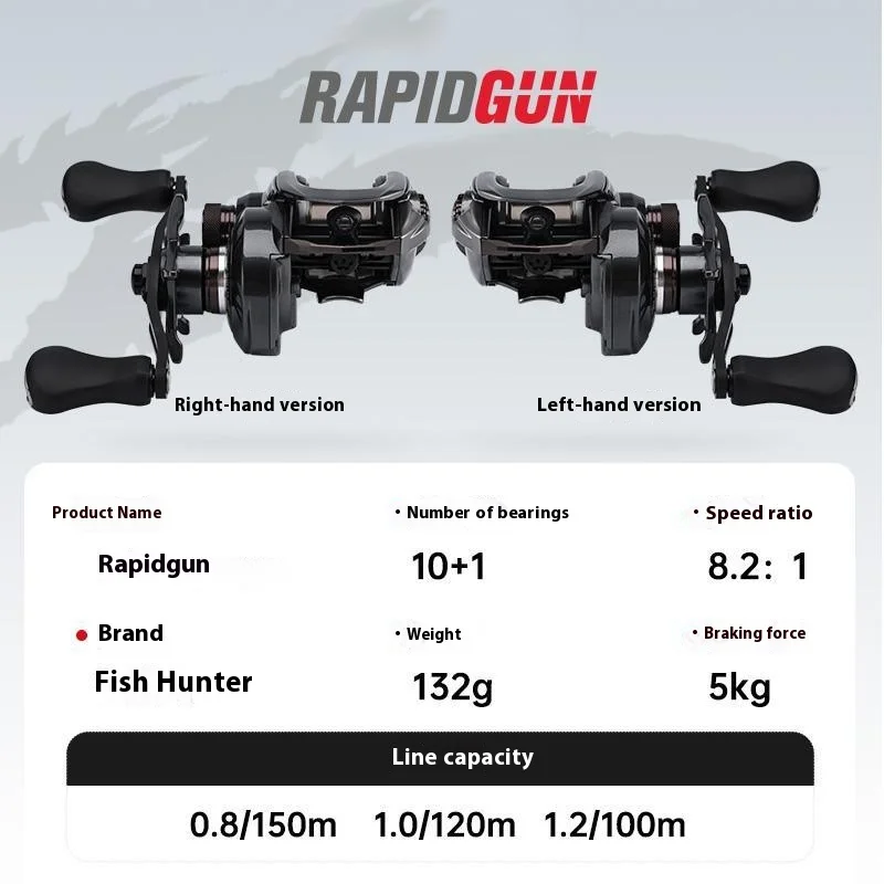 Fish Hunter Rapid Gun – Carrete Baitcast con freno metálico - imagen 2