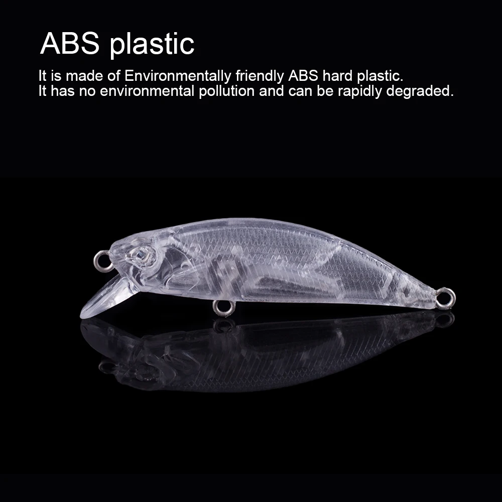 Hanlin-Mini cebo Artificial de plástico duro, cebo flotante, pececillos en blanco, aparejos de pesca, bricolaje, 5,5 CM, 4,2G, sin pintar, 10/20 piezas - imagen 5