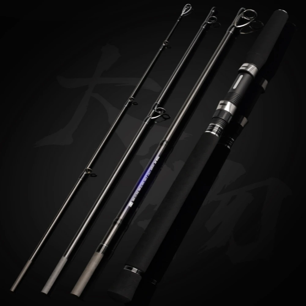 LanYue 1,98/2,1/2,4 m 4 secciones portátil pesado viaje duro señuelo caña de carbono H potencia rápida agua de mar barco lubina caña de pescar - imagen 3