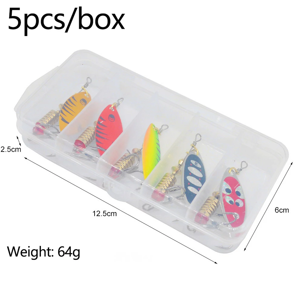 5 unids/caja cebos giratorios de Metal cuchara señuelo de pesca 7g cebo duro Spinner Wobbler hundimiento Señuelos de Pesca lentejuelas cebo Artificial - imagen 5