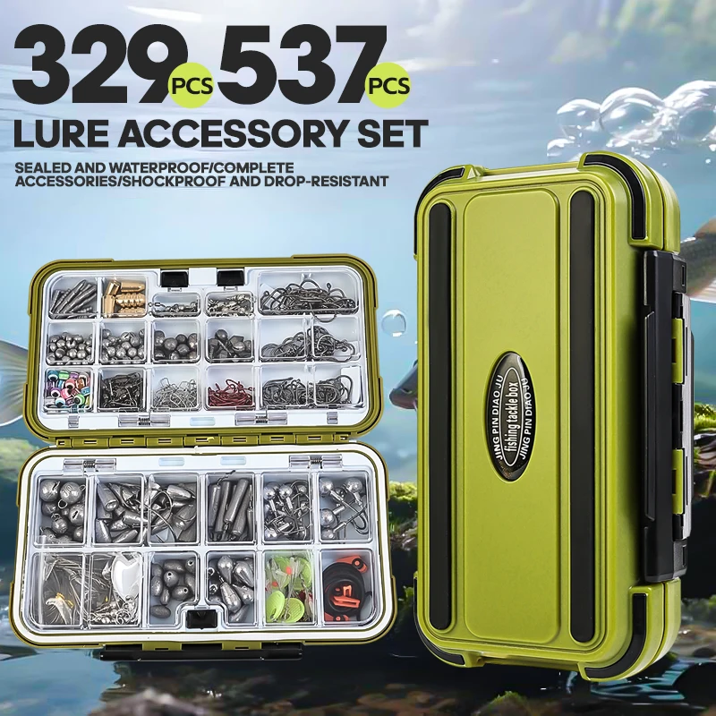 Kit de accesorios para pesca al aire libre, 329/537 Uds., con caja de aparejos, ganchos, plomos giratorios para pesca en agua salada, juego completo de señuelos - imagen 5