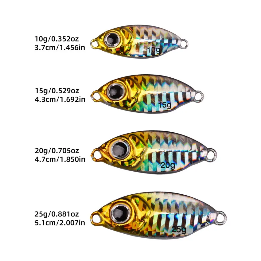 Plantilla de Metal para pesca, cebo falso de pesca de tiro largo, 10g, 15g, 20g, 25g, Spinning, mar, agua dulce, novedad, Micor Jigs - imagen 2