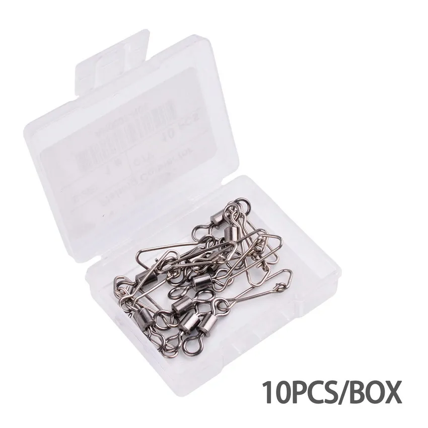 10pcs/Box Bearing Swivel Fishing Connector Rolling Fishing Swivel Snap Stainless Steel Fishing Lure Hook Accessories Tackle - imagen 2