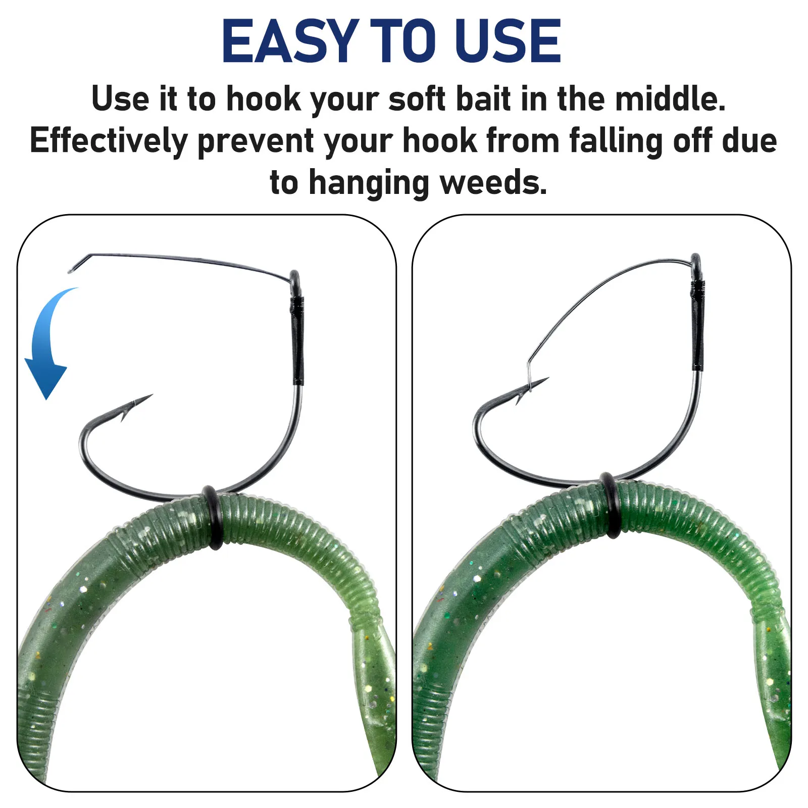 Anzuelos de aparejo loco sin malezas, anzuelo de tiro de caída de espacio ancho, anzuelo de pesca de lubina de agua dulce para aparejo Neko, lanzamiento, 10/20 piezas - imagen 3