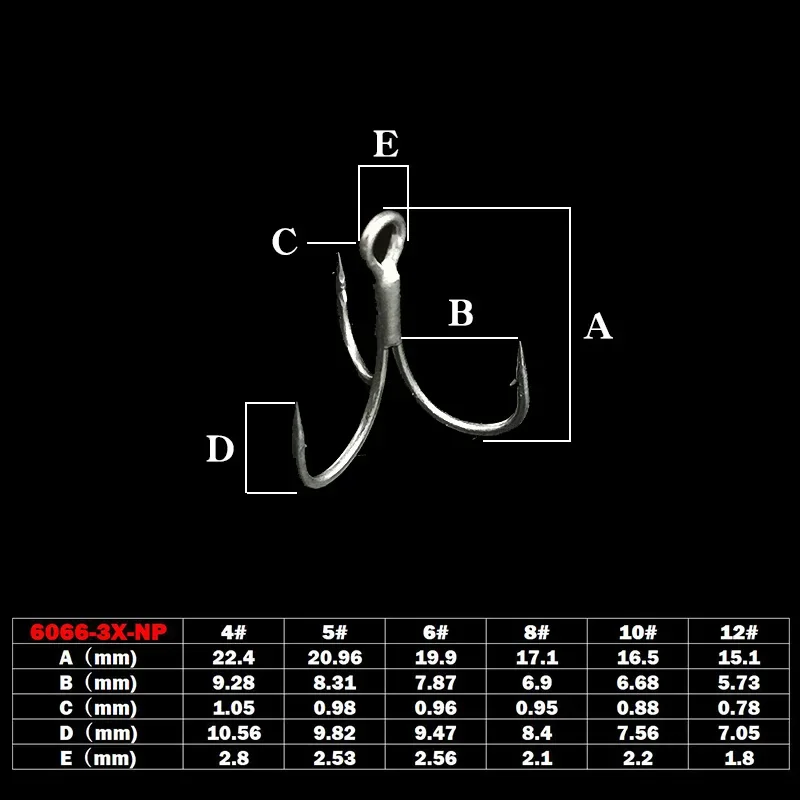 OUTKIT 5 unids/caja 6066-3x-NP fortalecer gemelos súper fuertes aleación de acero señuelo afilado anzuelo triple aparejos de pesca gancho caja de pesca - imagen 5