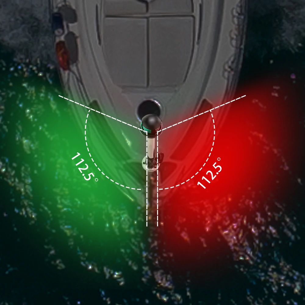 Luz de proa, luces de navegación para barcos, LED rojo y verde, poste de luz extraíble, Base de montaje enchufable de 2 pines, DC12V 12 pulgadas - imagen 5