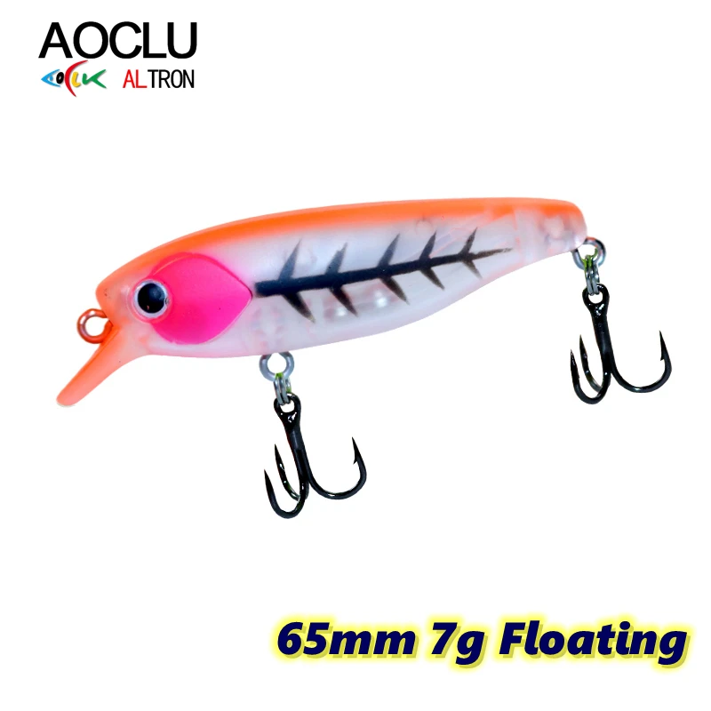AOCLU-Señuelo de pececillo duro, Wobbler flotante, cebo duro, transferencia de peso, fácil de lanzar para pesca de bajura, Roca, 65mm, 7G, 0,8 M - imagen 2