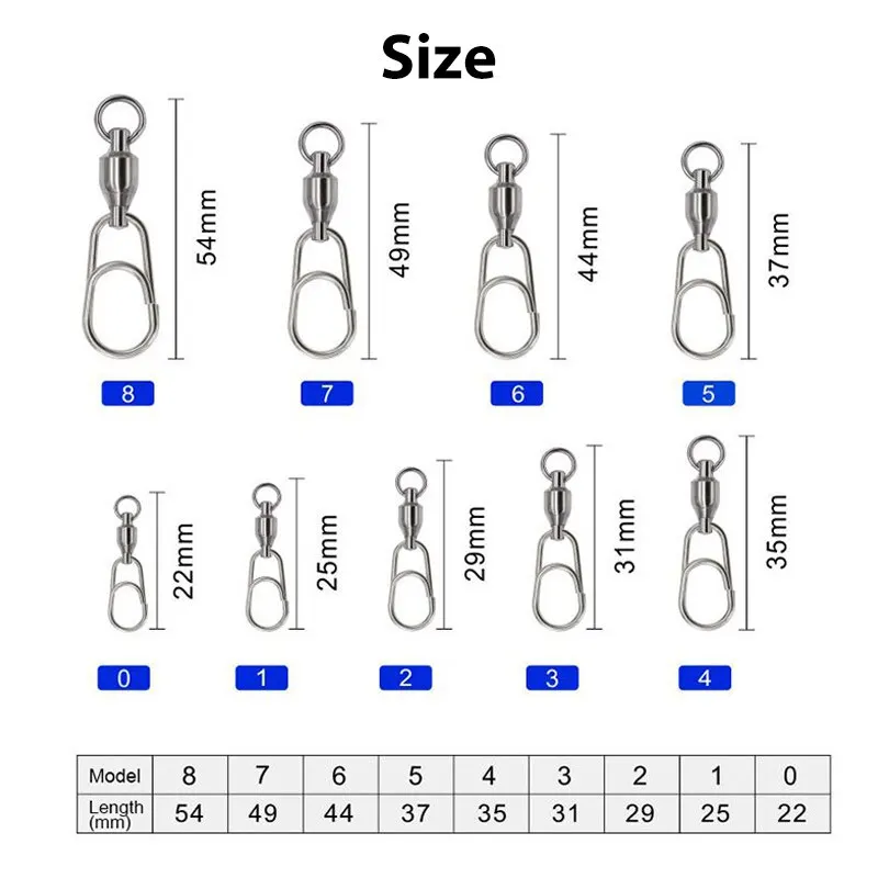 Rodamiento de bolas de pesca de acero inoxidable, conector de anillos sólidos giratorios, 20 piezas, pesca en agua dulce y salada para cebo de curricán - imagen 2