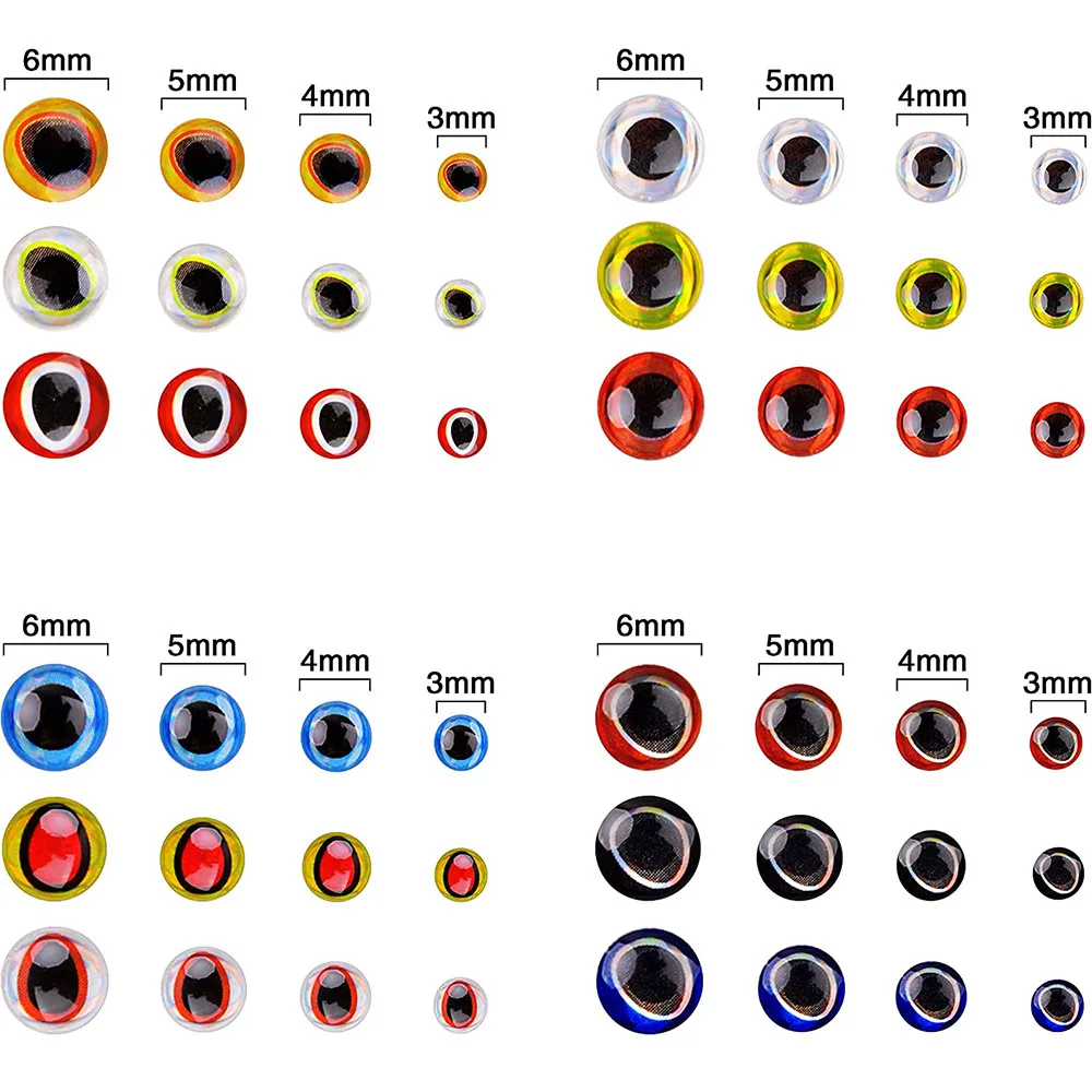 549 Uds. Señuelos de pesca ojos realistas ojos de pez artificiales holográficos ojos falsos atado de moscas DIY señuelos accesorios de fabricación - imagen 2