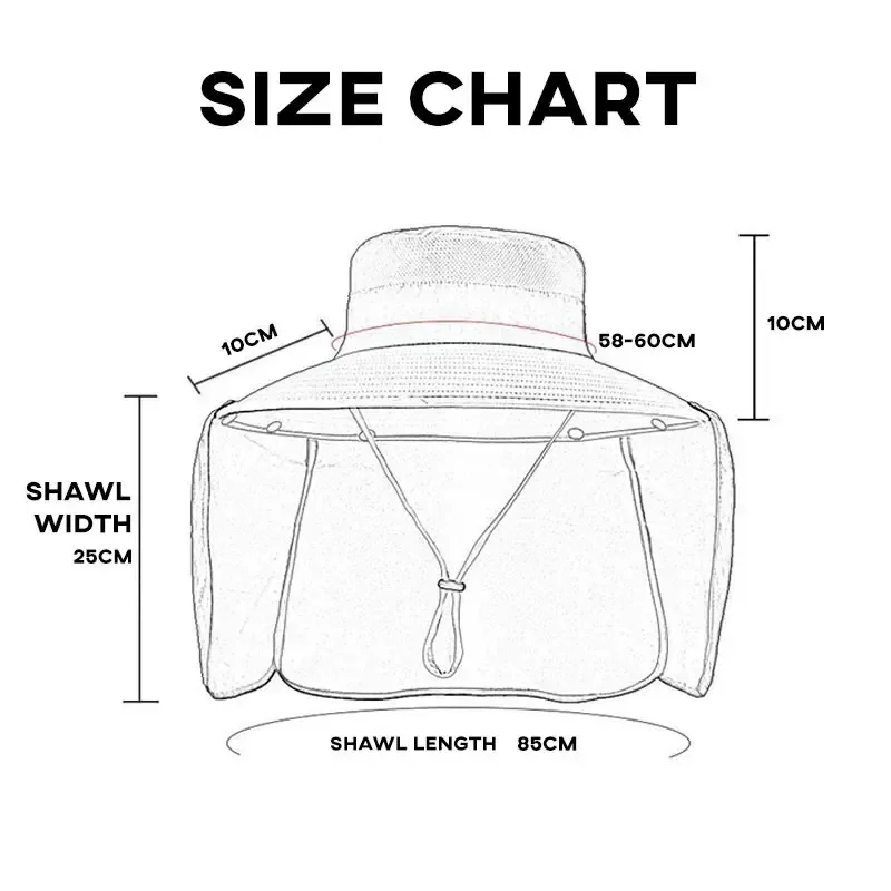 Sombrero de pesca UV transpirable con protección cuello – Plegable - imagen 2
