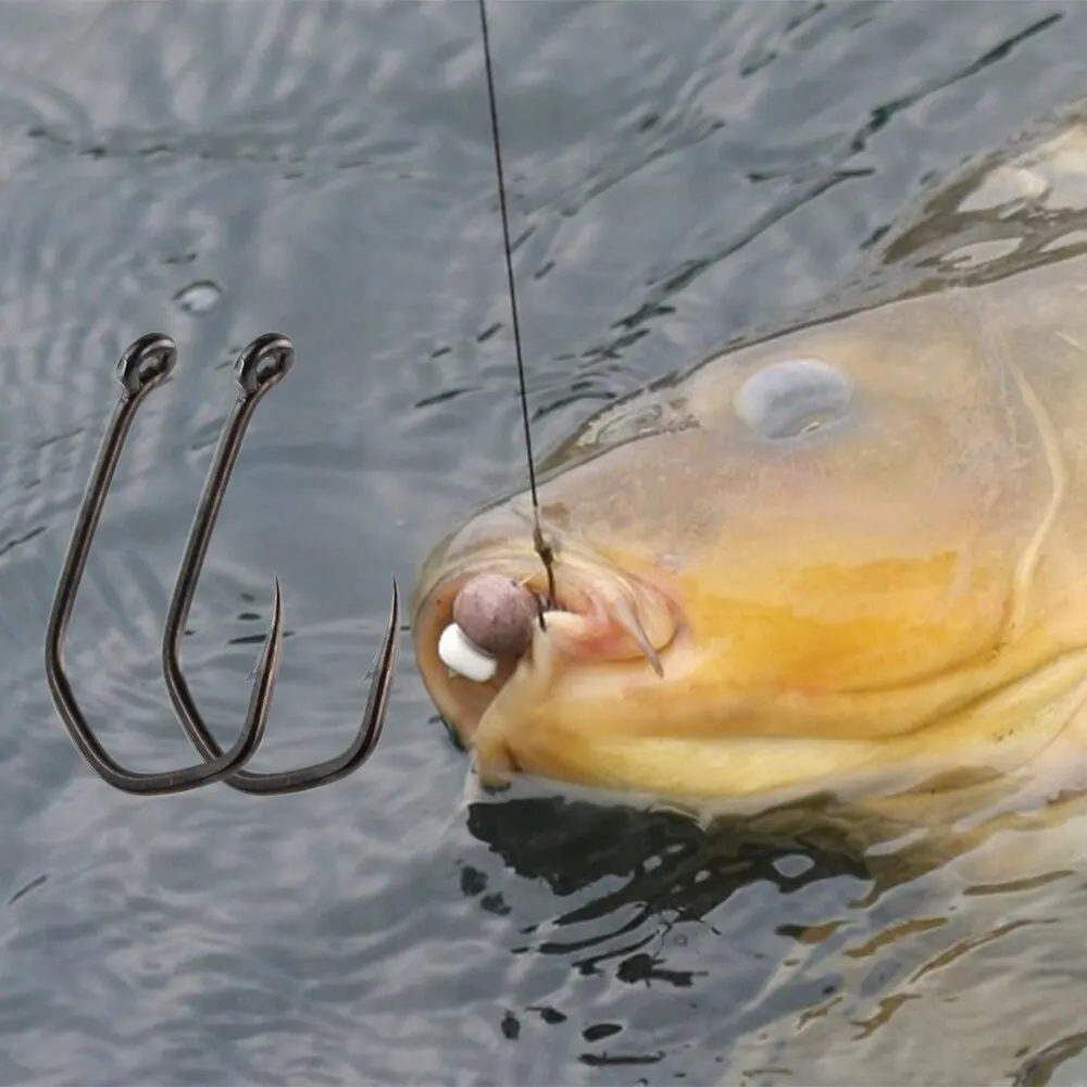 Anzuelos de pesca de carpa con púas, revestimiento de PTFE, anzuelos de pescado con ojos de acero de alto carbono, paquete de 50 - imagen 4