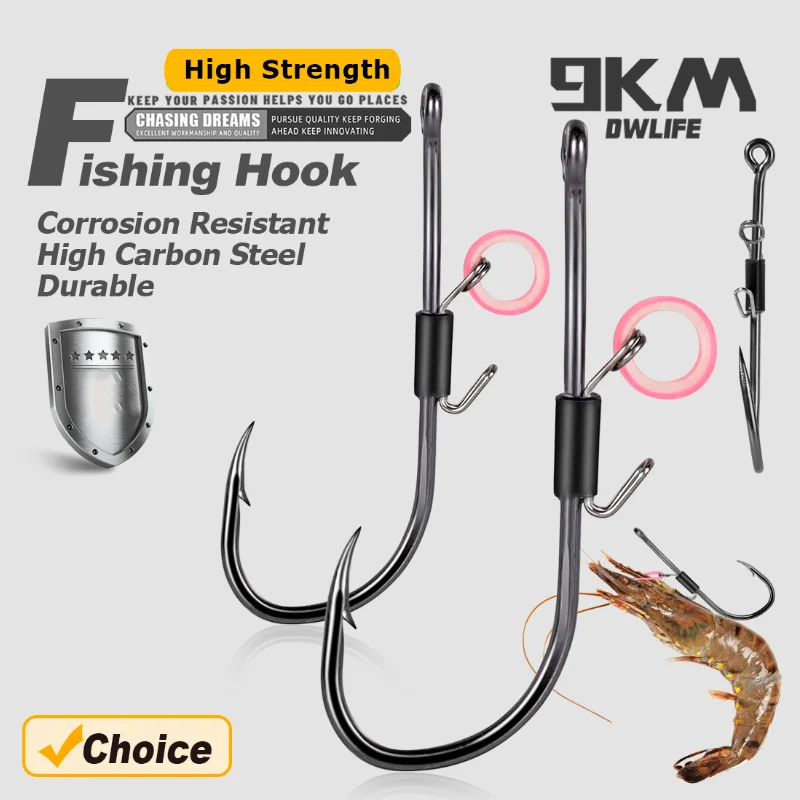 9KM 10 Uds anzuelos para camarones vivos soporte para cebo anzuelo de pesca soporte para camarones vivos gancho de alta resistencia resistente a la corrosión