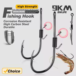 9KM 10 Uds anzuelos para camarones vivos soporte para cebo anzuelo de pesca soporte para camarones vivos gancho de alta resistencia resistente a la corrosión
