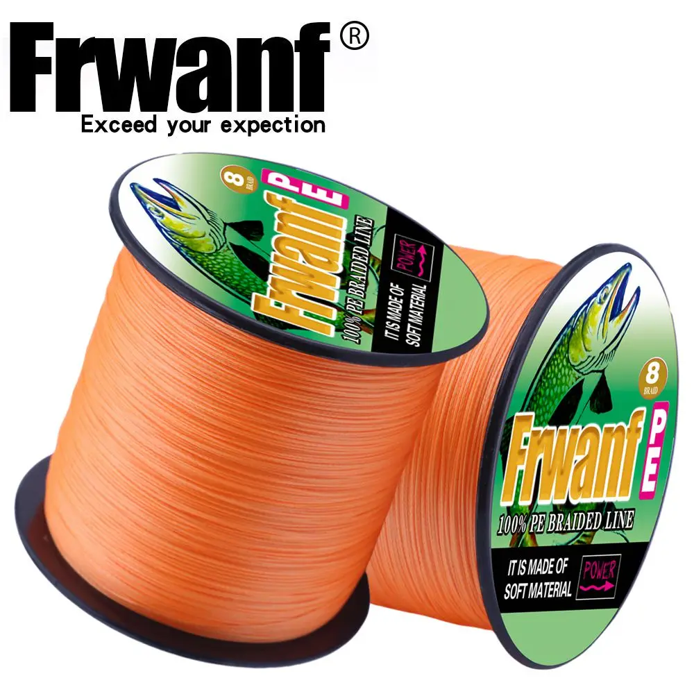 Frwanf-sedal de pesca trenzado de 8 hebras, línea de pesca trenzada de 300M, color naranja, para agua salada, Sedal japonés de PE, multifilamento, novedad - imagen 3