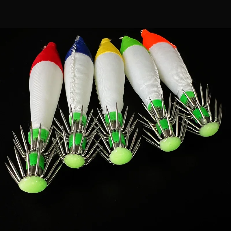 3 uds varios señuelos multicolores pesca calamar luminoso anzuelos de calamar cebo de pesca señuelo plantilla sepia manga Señuelos de Pesca - imagen 5