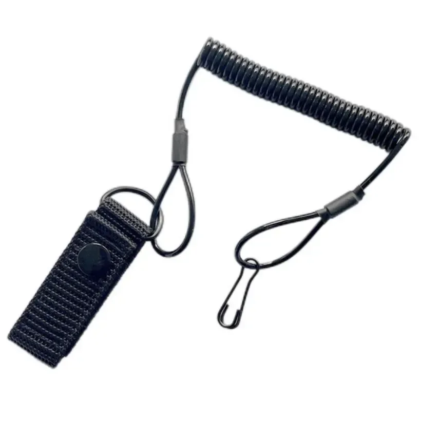 Cuerda elástica para llavero, cuerda táctica antipérdida de resorte militar, correa de seguridad para arma, llavero, linterna, accesorios de caza - imagen 3