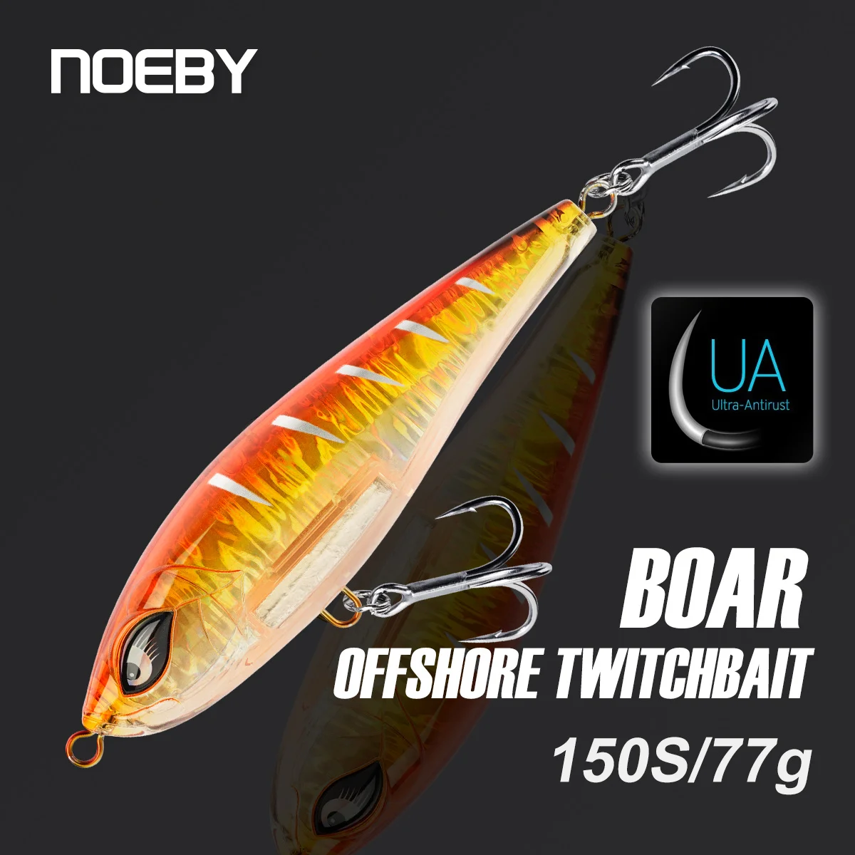 Noeby-Lápiz Stickbait, 150mm 77g, lápiz que se hunde, resistente, 4 ganchos, cebo duro Artificial, Señuelos de pesca de agua salada fuera de mar - imagen 2