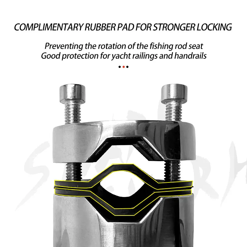 Equipo de pesca, soportes de caña de acero inoxidable, abrazadera en 360 grados, Hardware marino ajustable, soporte de caña de pescar para rieles de barco - imagen 5