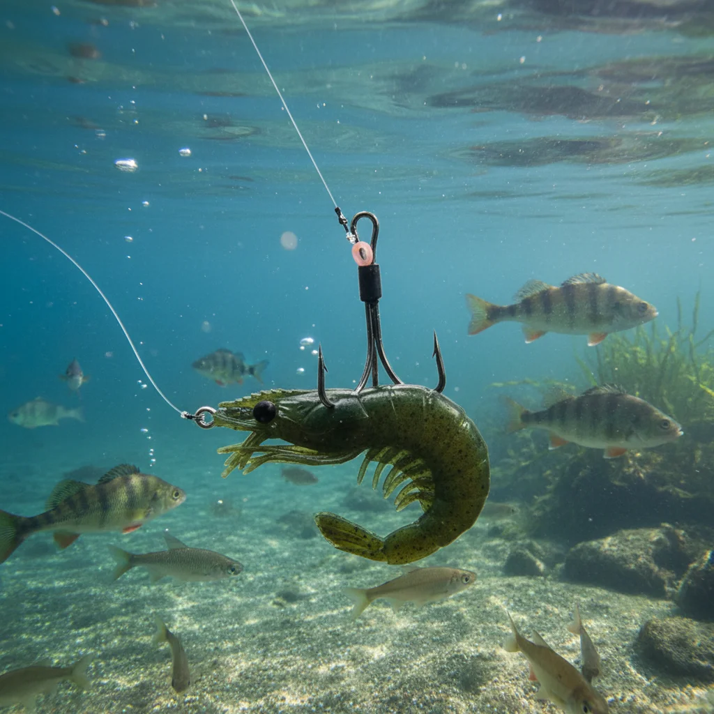 Anzuelos dobles con púas para camarón – Pesca en agua salada