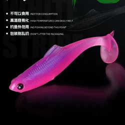 Señuelo de pesca con cola en T, cebo suave con tira blanca irritable, señuelo Artificial de hundimiento lento, gusano de 4-7cm, color negro, mandarín